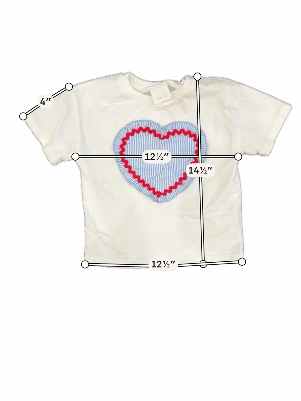 Zara Heart Appliqué Tee + Cat & Jack Blue Stripe Shorts Outfit Bundle Girls 4-6